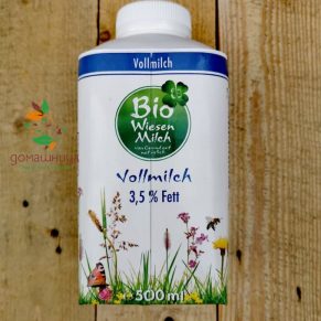 Краве прясно мляко пълномаслено био 500мл Bio Wiesenmilch