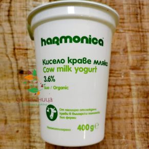 Кисело краве мляко 3,6% био 400гр harmonica