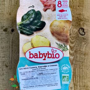 Меню Сьомга, картофи и спанак след 8+ био 2брх200гр Baby bio