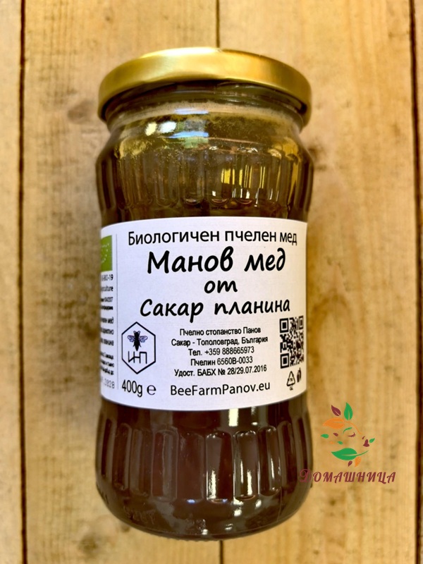 Манов мед от Сакар био 400гр Пчелно стопанство Панов
