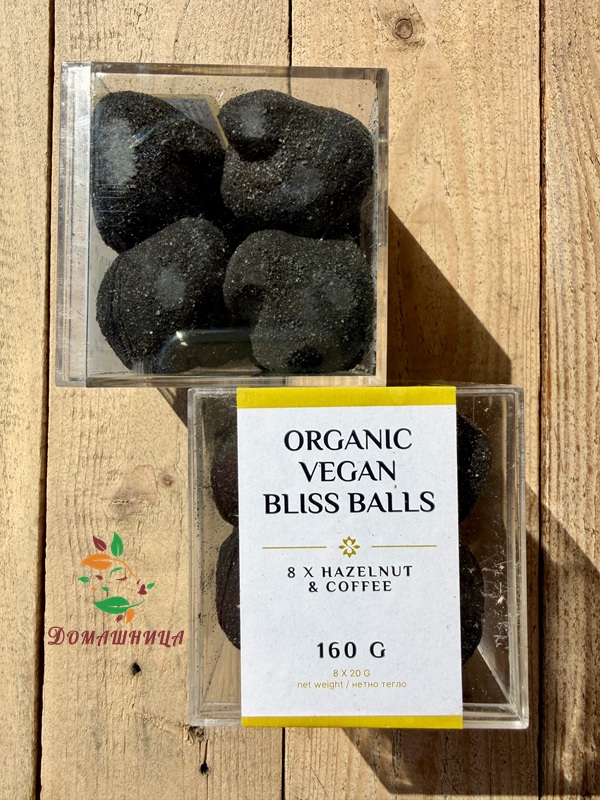 Веган бонбони Bliss Balls Лешник и Кафе био 160гр Senarro
