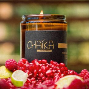 Ароматна соева свещ Черен нар ръчно изработена 1бр Chaika