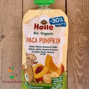 Пюре пауч тиква, праскова, банан и овесени ядки Paca pumpkin био 100гр Holle