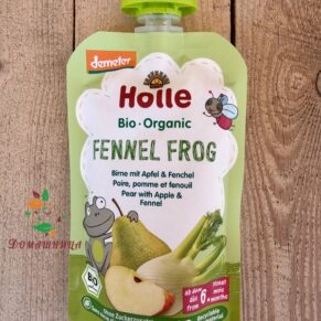 Пюре пауч круша, ябълка и фенел Fennel frog био 100гр Holle