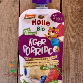 Пюре пауч банан и горски плодове с овесени ядки и киноа Tiger porridge био 110гр Holle