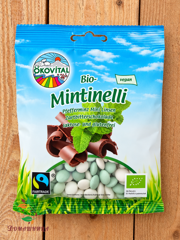Шоколадови дражета Mintinelli био 90гр Okovital