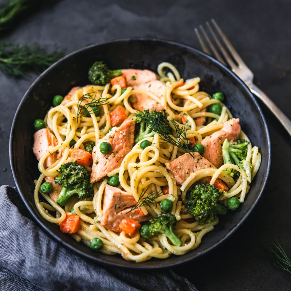 Спагети с Дива сьомга и зеленчуци био 500гр Follow Food - Image 2